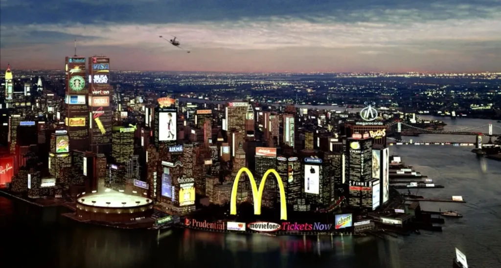 A shot of NY with tons of billboards and publicity in Josie and the Pussycats.