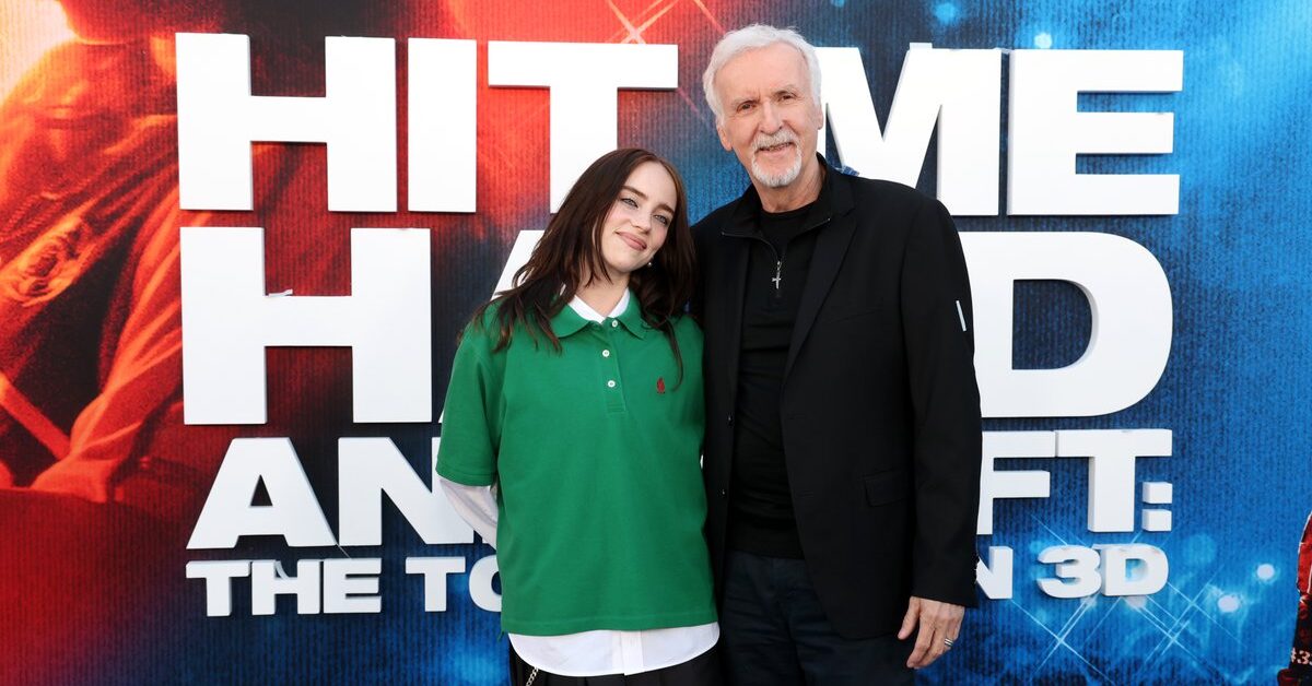 Billie Eilish and James Cameron in the Hit Me Hard and Soft Tour 3D premiere.