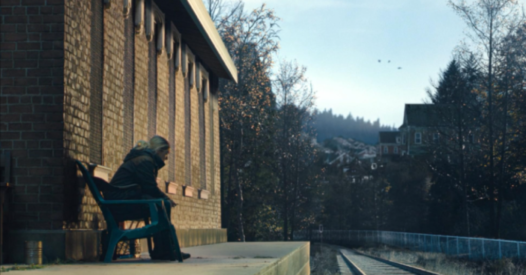 Kate Winslet in a town Train Station in Mare of Easttown (2021).