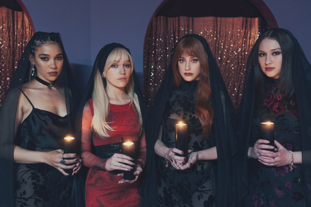 Lola Tung, Alexandra Shipp, Lili Reinhart, and Victoria Pedretti in Forbidden Fruits (2026).