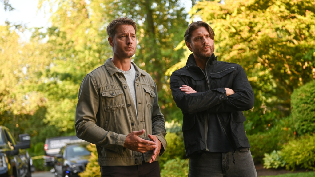 Justin Hartley and Jensen Ackles in Tracker (2024).