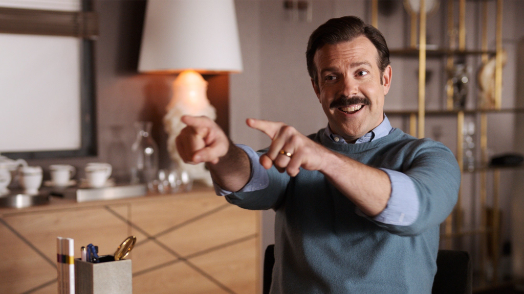 Jason Sudeikis as Ted Lasso in the Apple TV+ Series.