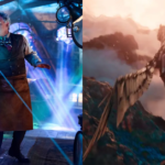 Greta Gerwig’s ‘Narnia’ Trailer Proves Why Starting with ‘The Magician’s Nephew’ Is a Genius Risk Side-by-side comparison of Daniel Craig as Uncle Andrew in a workshop and two children riding a winged horse over mountains in Greta Gerwig's Narnia: The Magician's Nephew.
