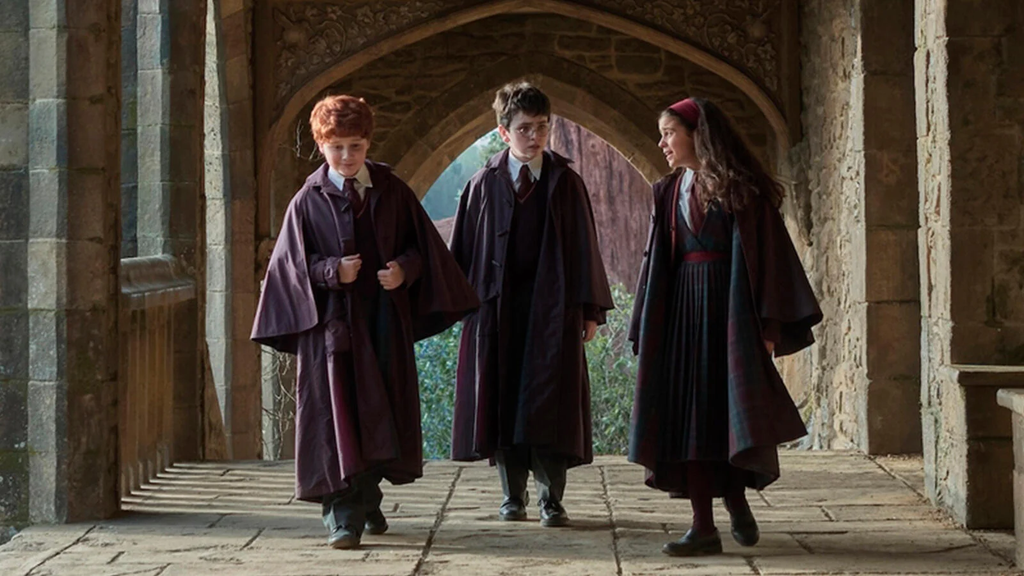 Dominic McLaughlin, Arabella Stanton, and Alastair Stout in HBO Harry Potter Season 1 (2026)